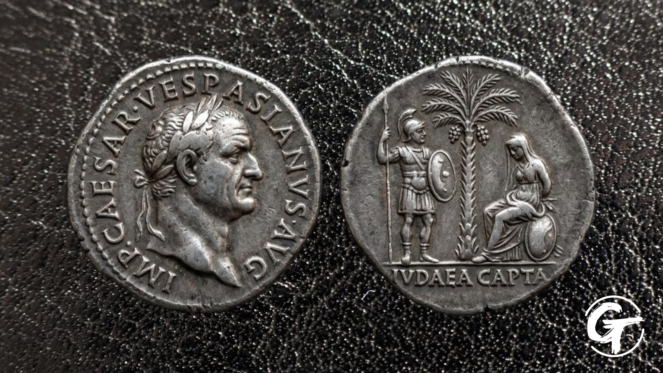 Ancient Roman coin depicting Emperor Vespasian and a Judaea Capta scene, illustrating the biblical teaching to give Caesar what is Caesar's.